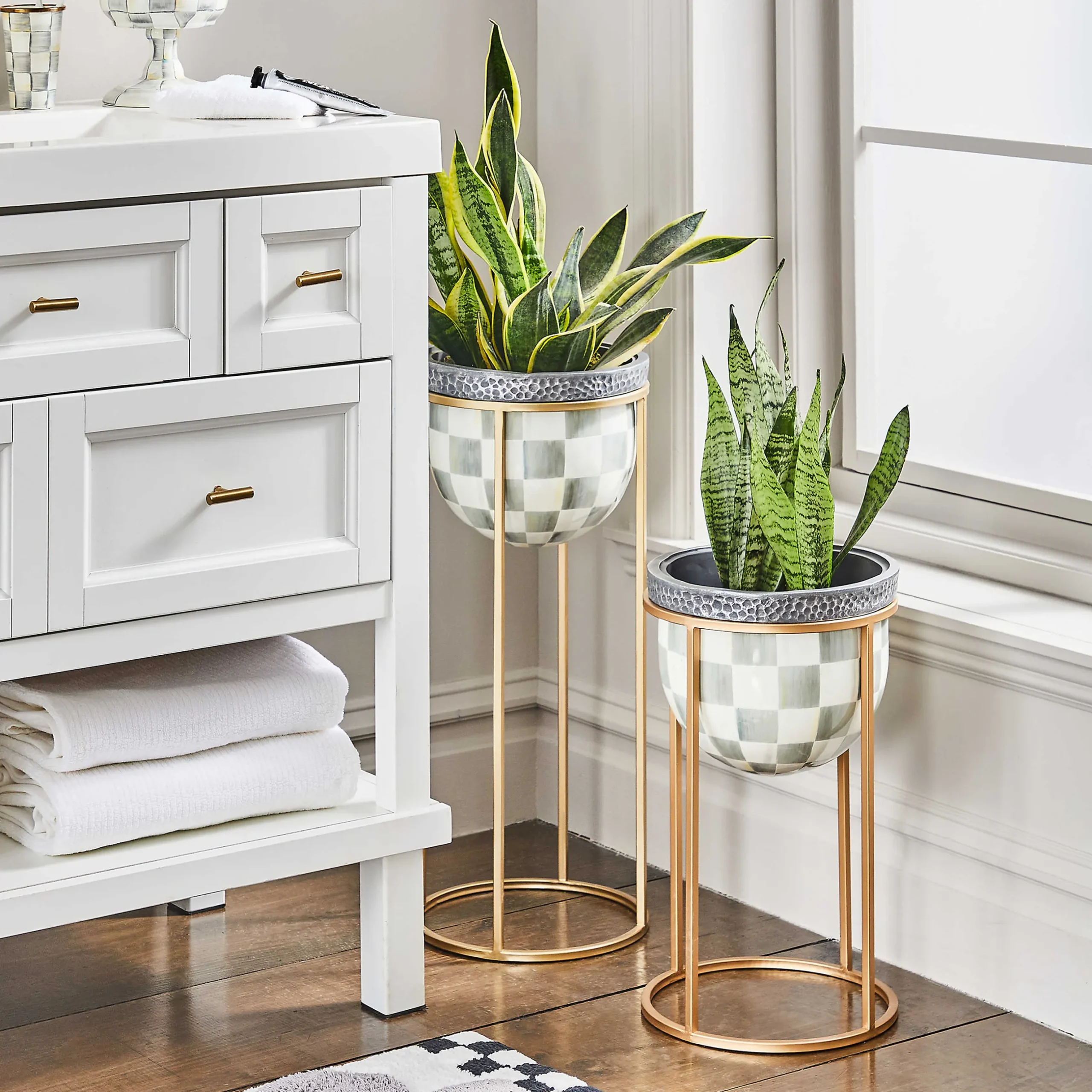 Online MacKenzie-Childs Sterling Check Plant Stand - Short