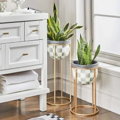 Sale MacKenzie-Childs Sterling Check Plant Stand - Tall