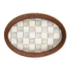New MacKenzie-Childs Sterling Check Rattan & Enamel Tray - Small