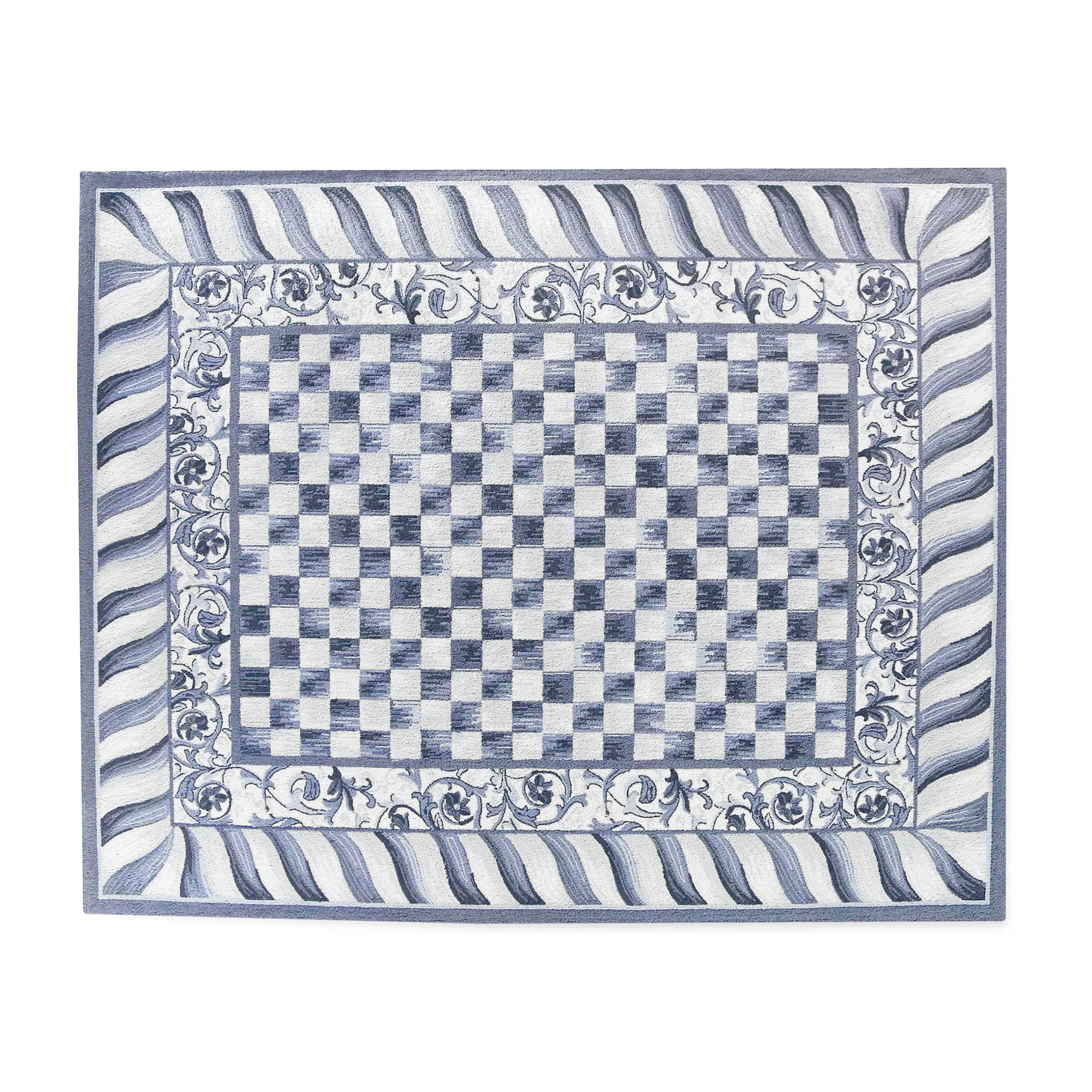 Clearance MacKenzie-Childs Sterling Check Rug - 8' X 10'