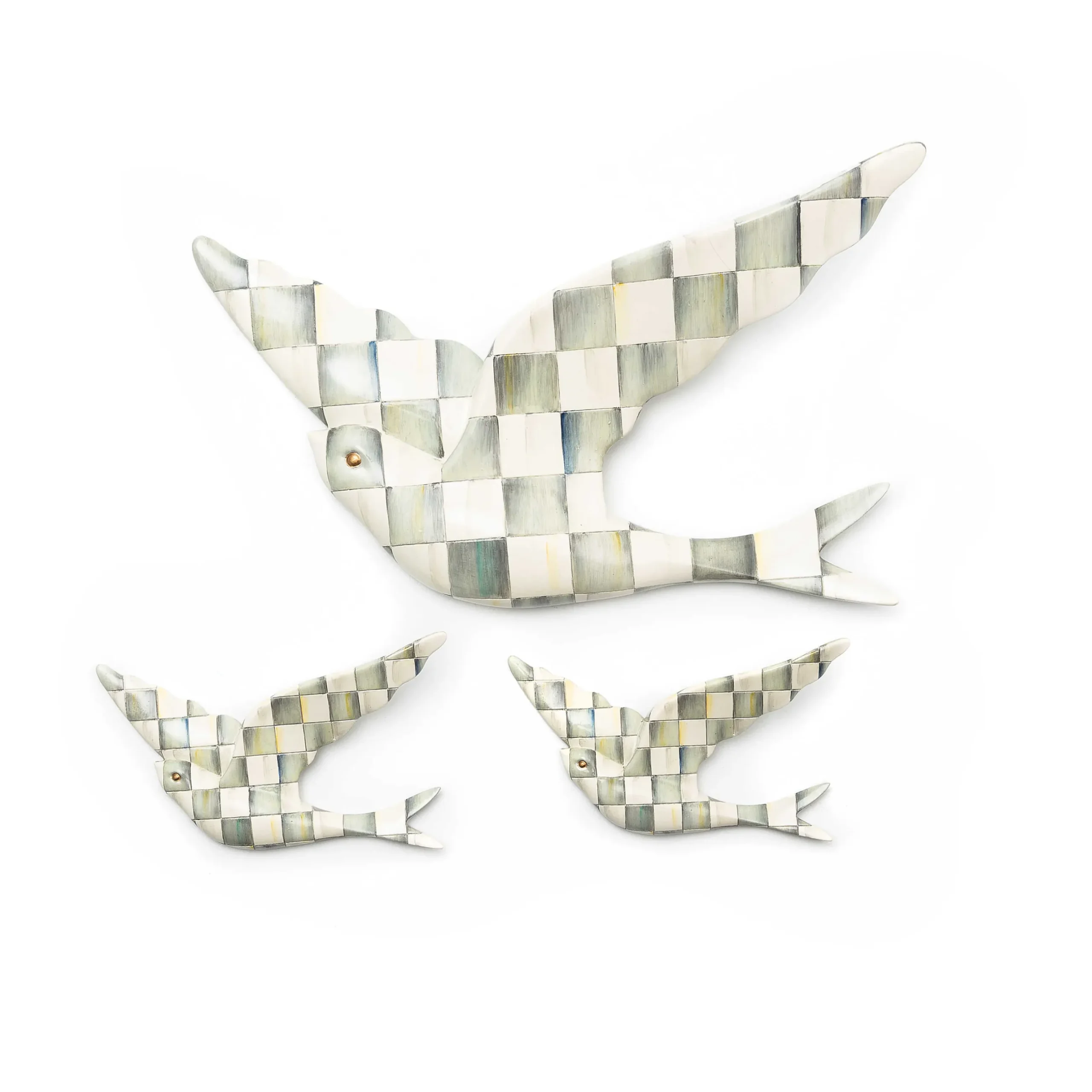 Best MacKenzie-Childs Sterling Check Swallowtail Duo Wall Decor