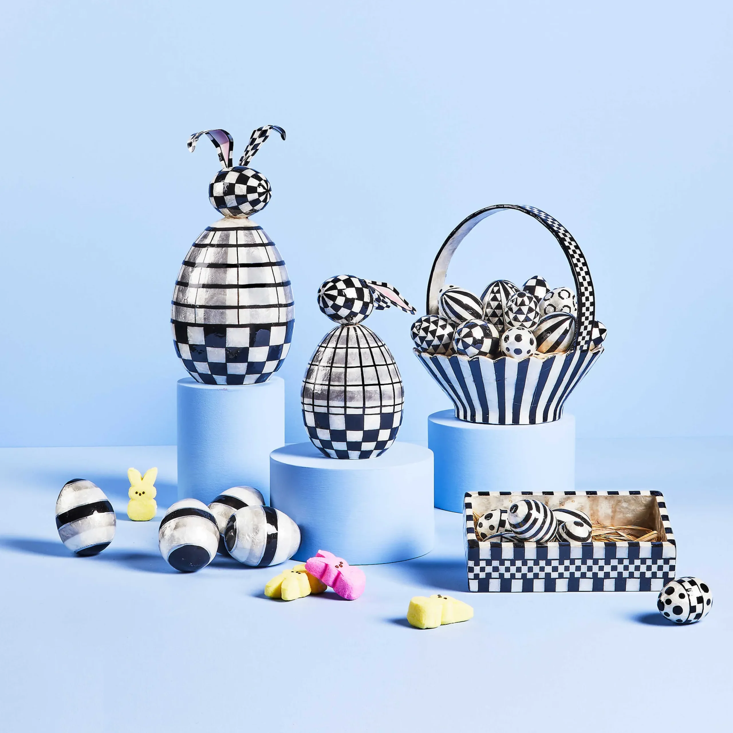 Discount MacKenzie-Childs Sterling Stripe Eggs - Set Of 4