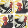 Clearance MacKenzie-Childs Sunrise Rooster Cork Back Coasters - Set Of 4