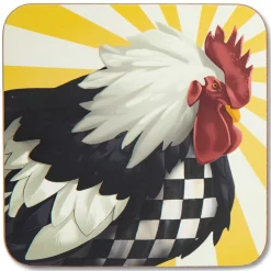 Clearance MacKenzie-Childs Sunrise Rooster Cork Back Coasters - Set Of 4