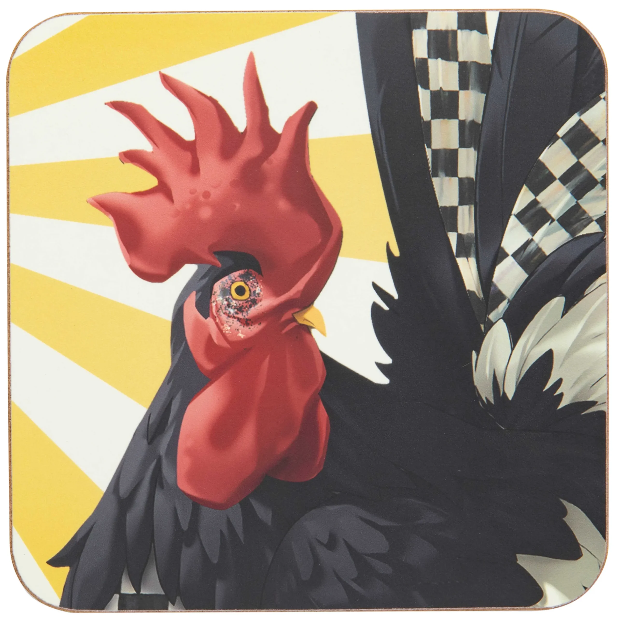 Clearance MacKenzie-Childs Sunrise Rooster Cork Back Coasters - Set Of 4