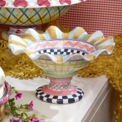 MacKenzie-Childs Taylor Fluted Rim Compote - Odd Fellows