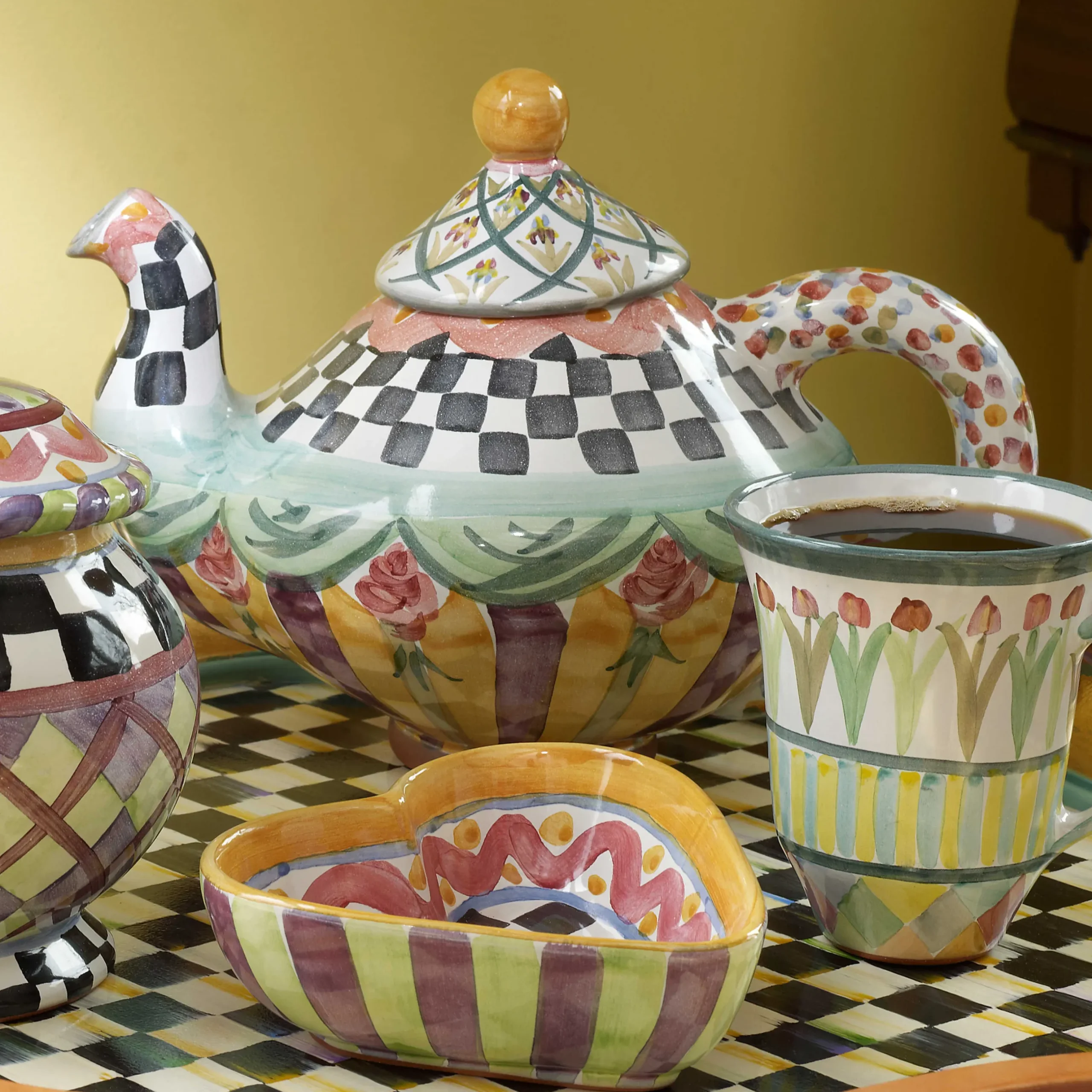 Sale MacKenzie-Childs Taylor Teapot - Odd Fellows