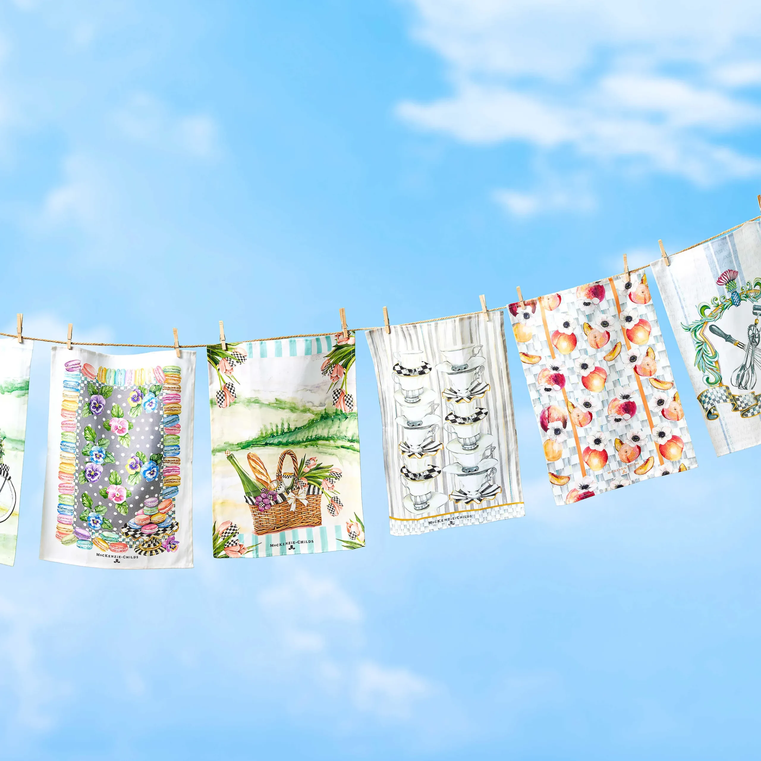 Hot MacKenzie-Childs Tea Cups Dish Towel