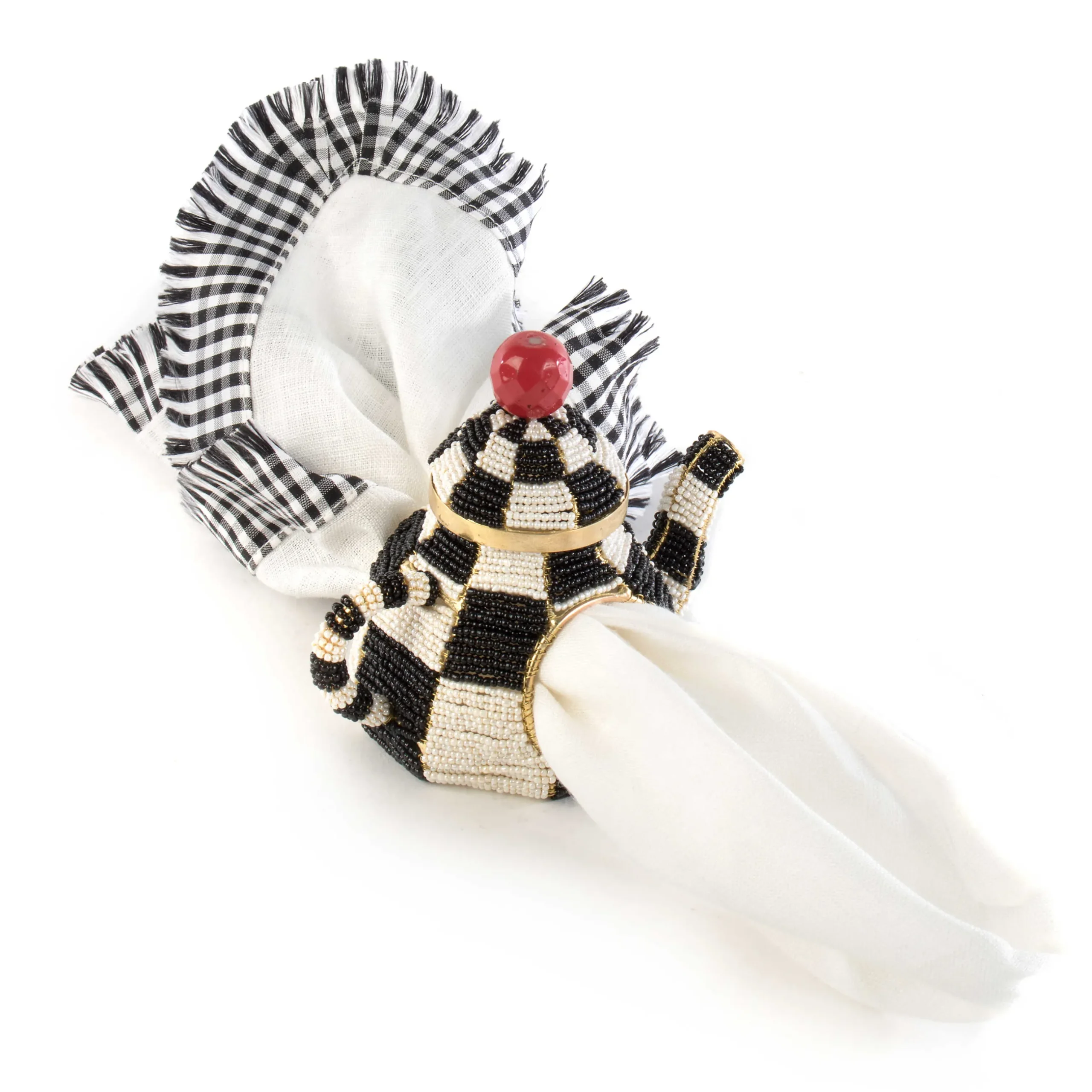 Discount MacKenzie-Childs Tea Kettle Napkin Ring - Courtly Check