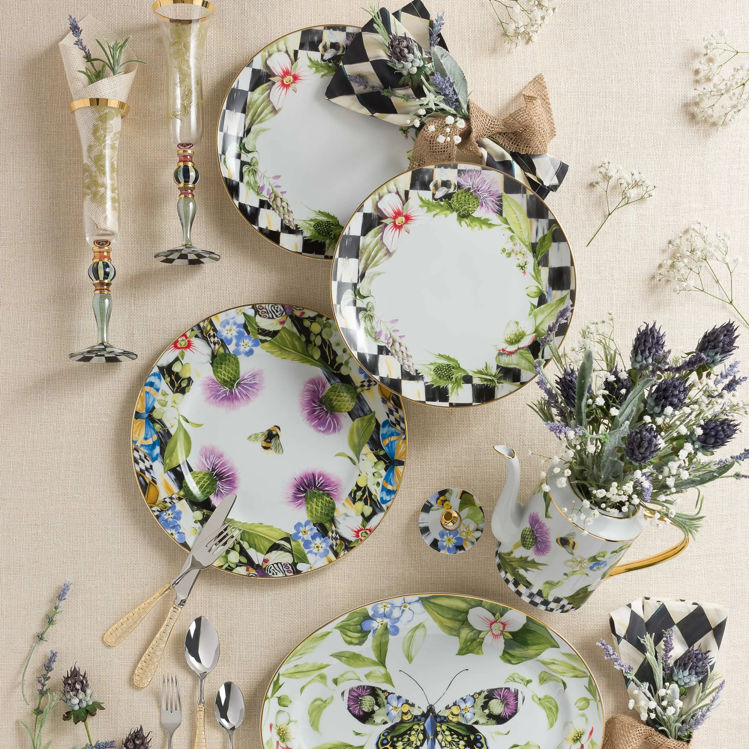 New MacKenzie-Childs Thistle & Bee Charger