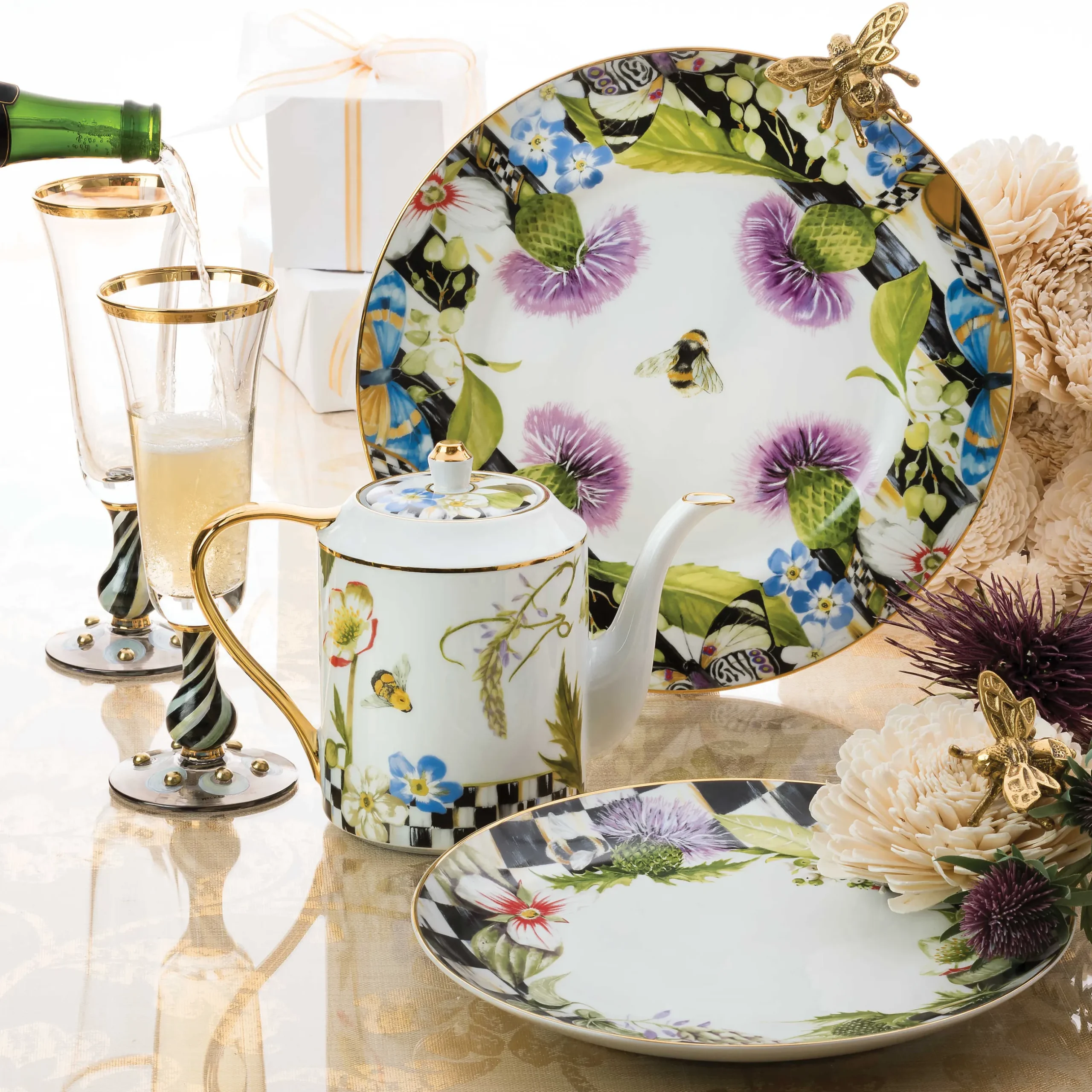 Hot MacKenzie-Childs Thistle & Bee Teapot