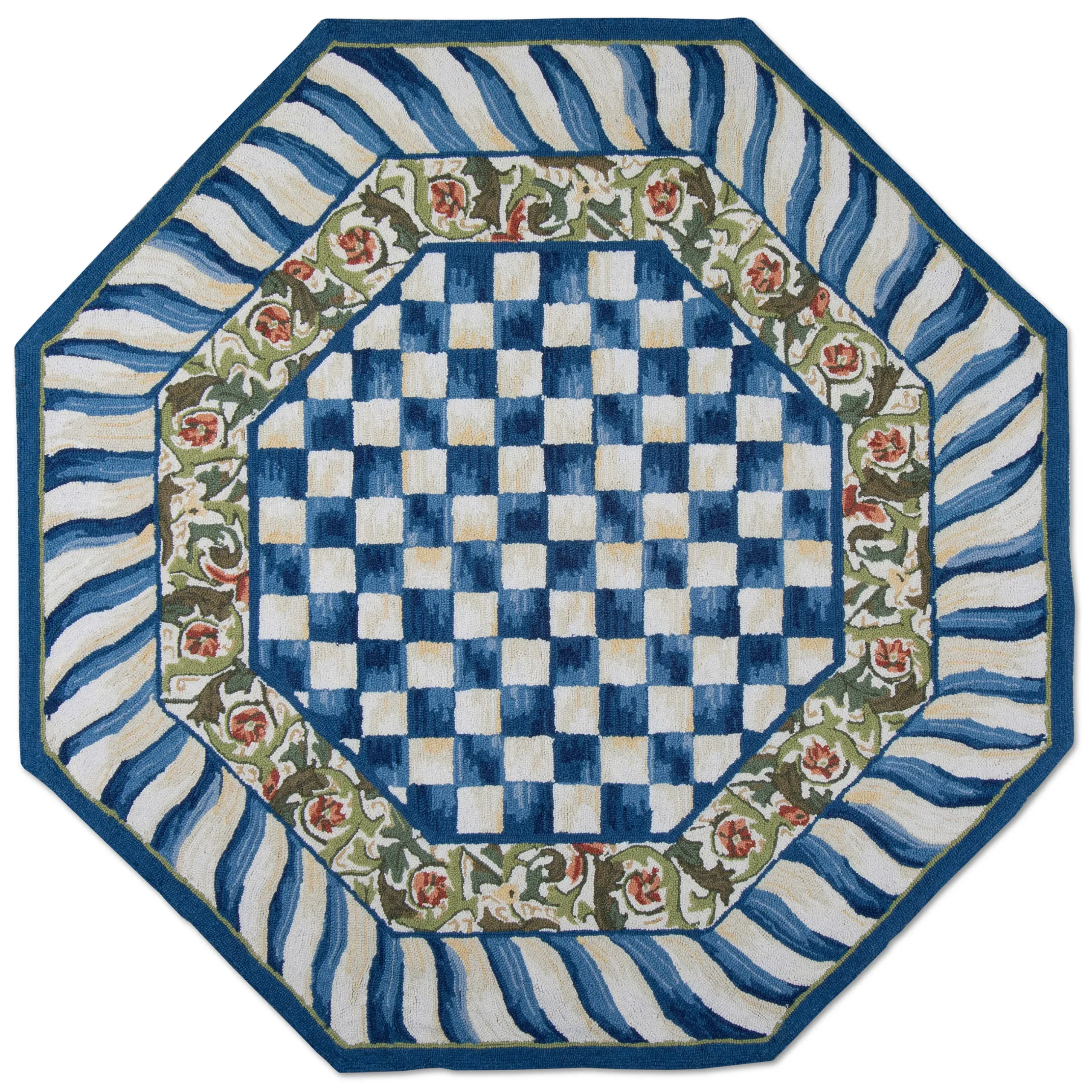 MacKenzie-Childs Truly Royal Check Rug - 6' Octagon