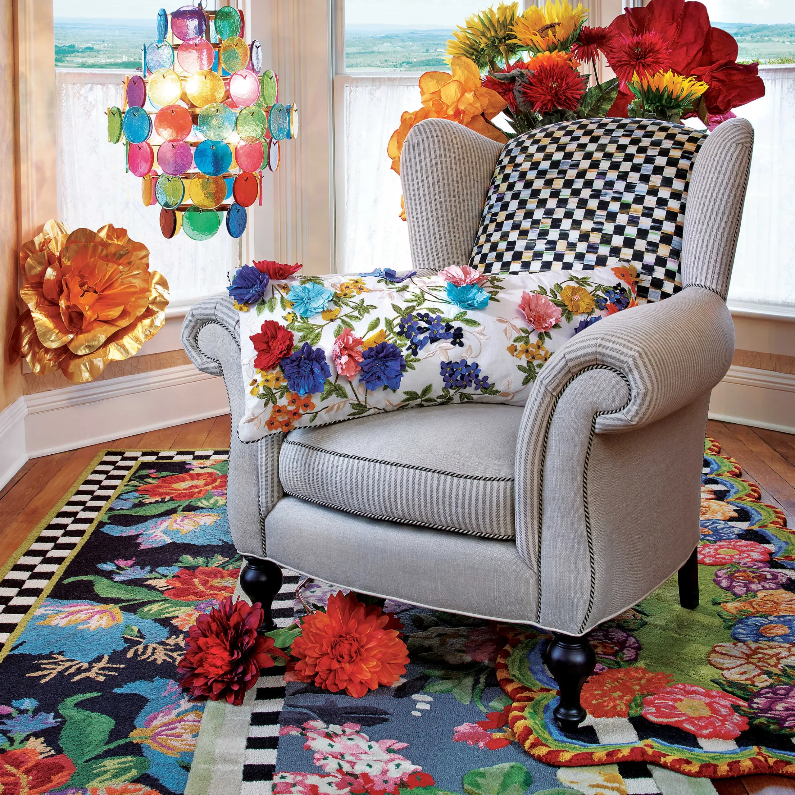 Best MacKenzie-Childs Tudor Rose Rug - 6' Octagon