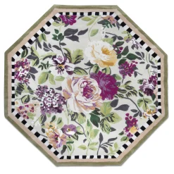 Clearance MacKenzie-Childs Tudor Rose Rug - 6' Octagon - Silver Fern