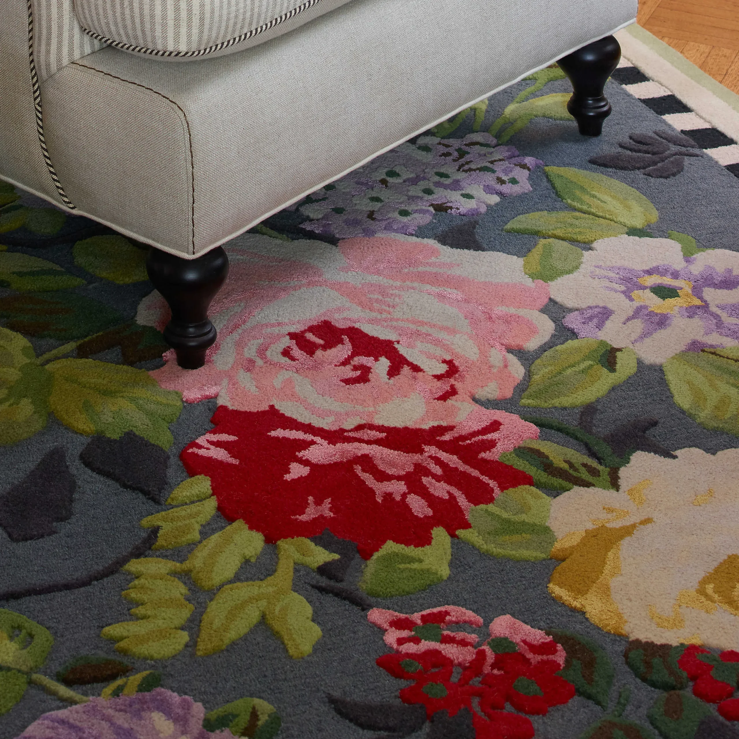 New MacKenzie-Childs Tudor Rose Rug - 8' X 10'
