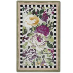 New MacKenzie-Childs Tudor Rose Rug - 2'3" X 3'9" - Silver Fern