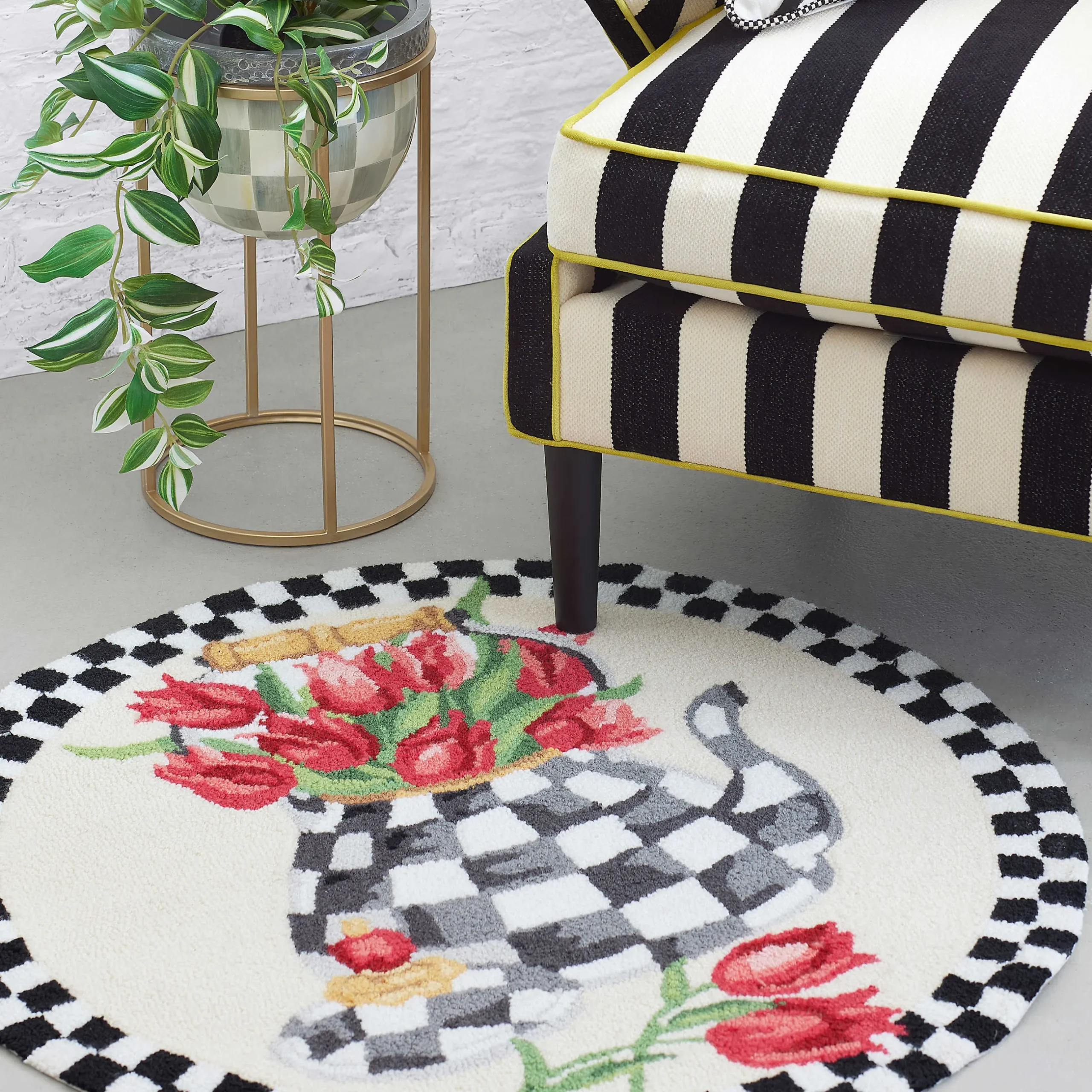 Hot MacKenzie-Childs Tulip Kettle Rug - 3' Round