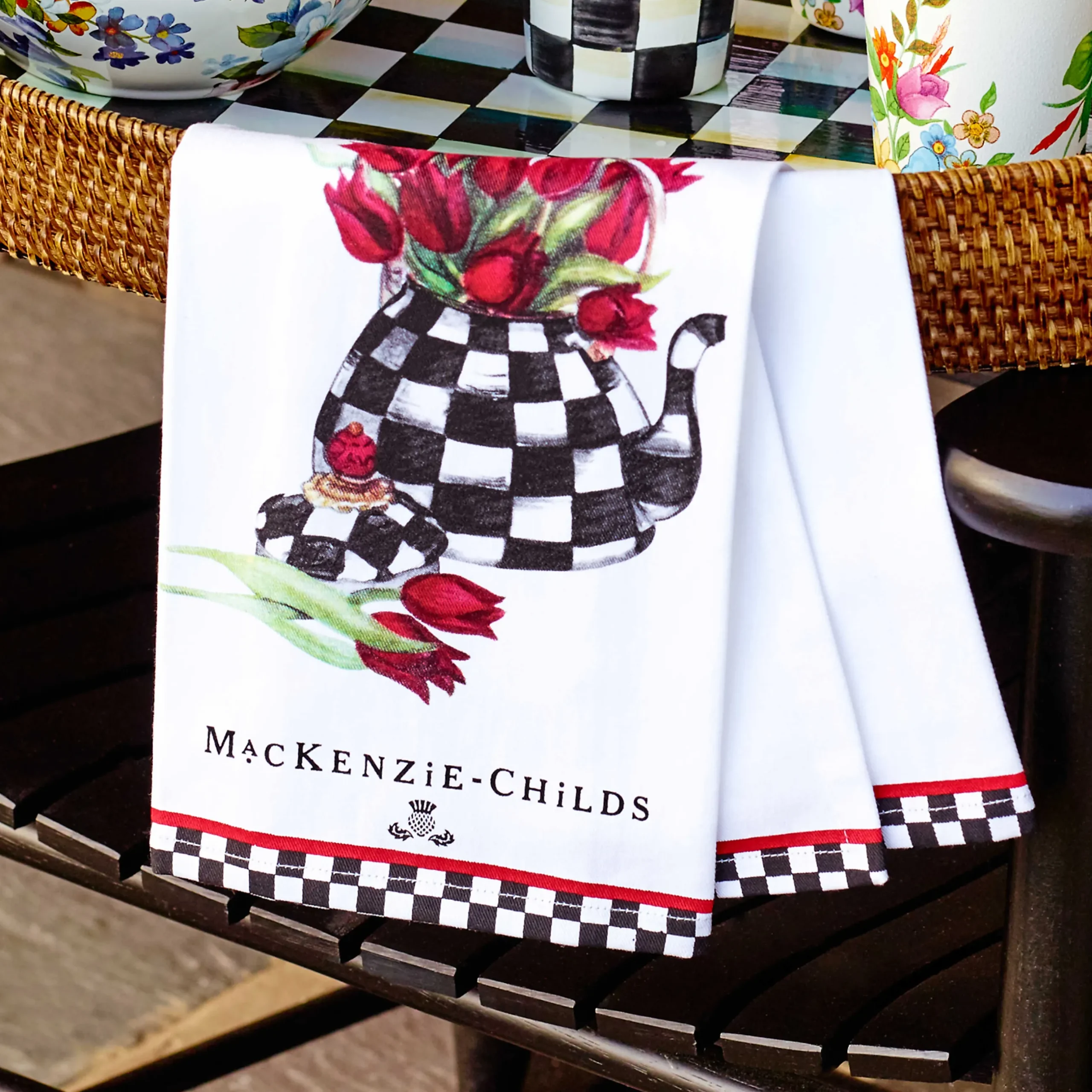 New MacKenzie-Childs Tulip Tea Kettle Dish Towel
