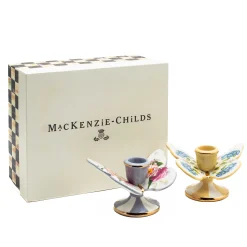 MacKenzie-Childs Wildflowers Butterfly Candle Holders - Set Of 2