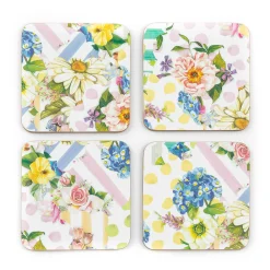 MacKenzie-Childs Wildflowers Cork Back Coasters - Set Of 4