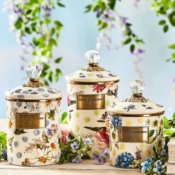 MacKenzie-Childs Wildflowers Enamel Medium Canister - Blue