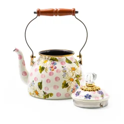 Outlet MacKenzie-Childs Wildflowers Enamel 2 Qt Tea Kettle - Pink