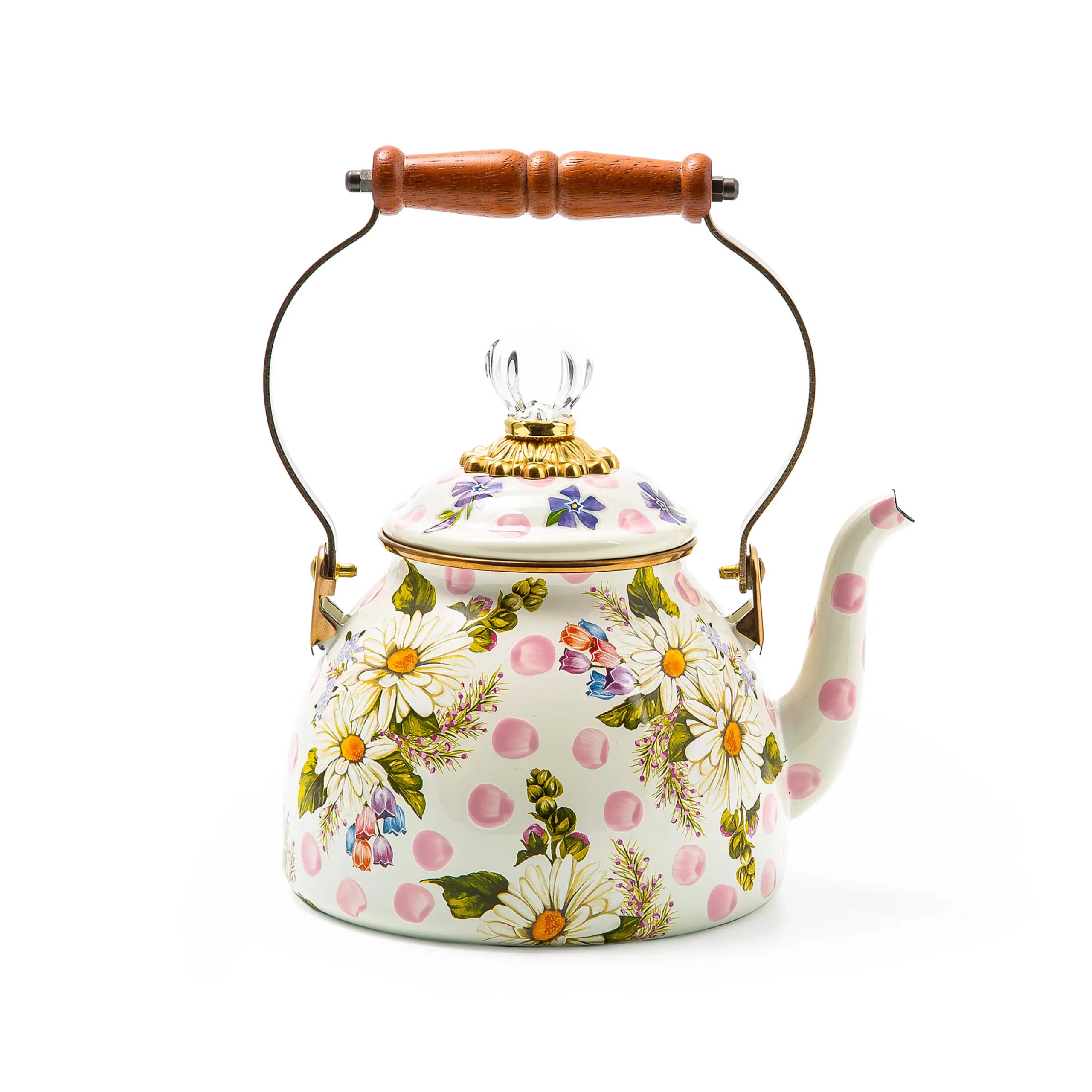 Outlet MacKenzie-Childs Wildflowers Enamel 2 Qt Tea Kettle - Pink