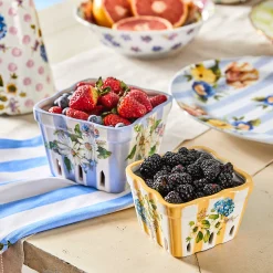 Outlet MacKenzie-Childs Wildflowers Large Berry Basket - Blue