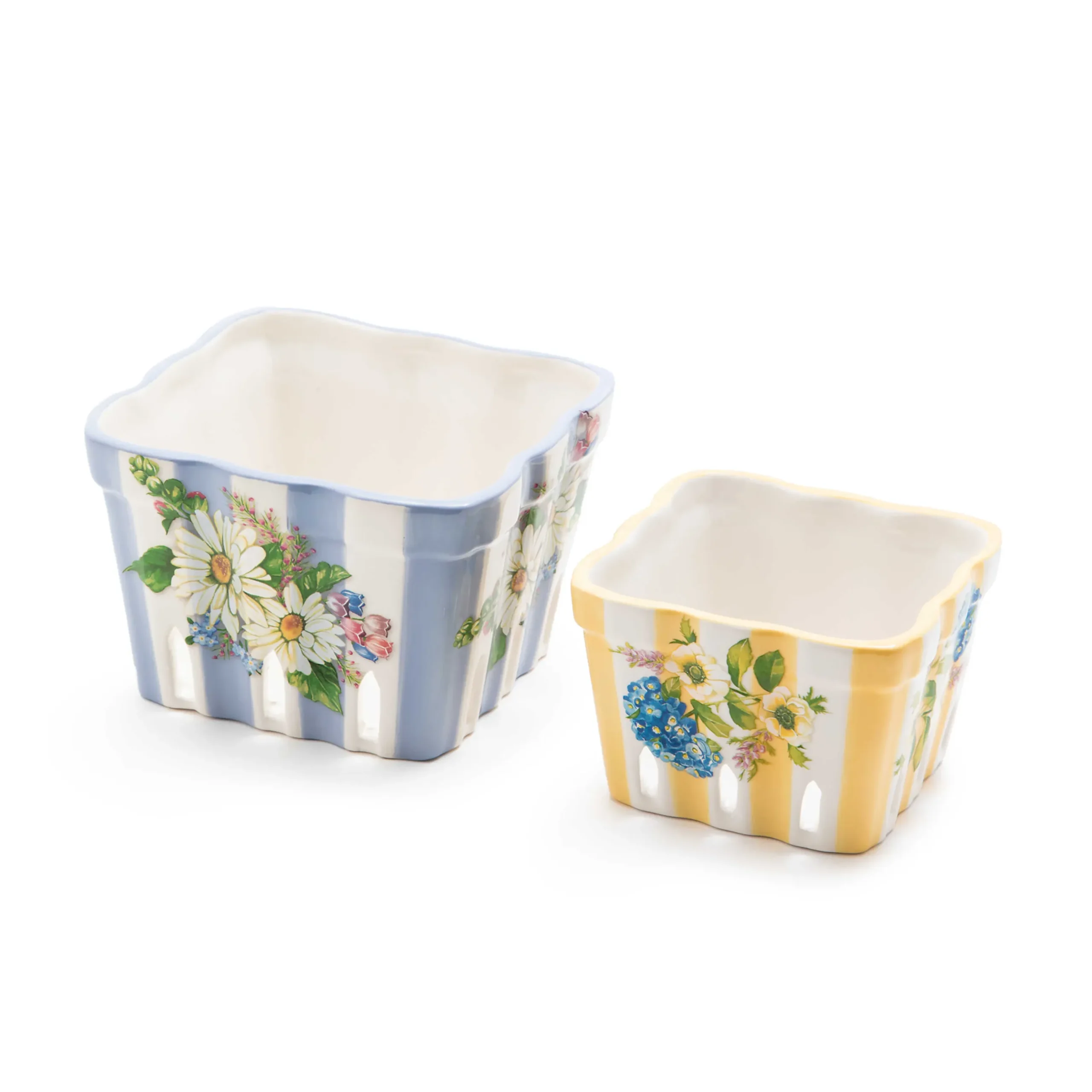 Outlet MacKenzie-Childs Wildflowers Large Berry Basket - Blue