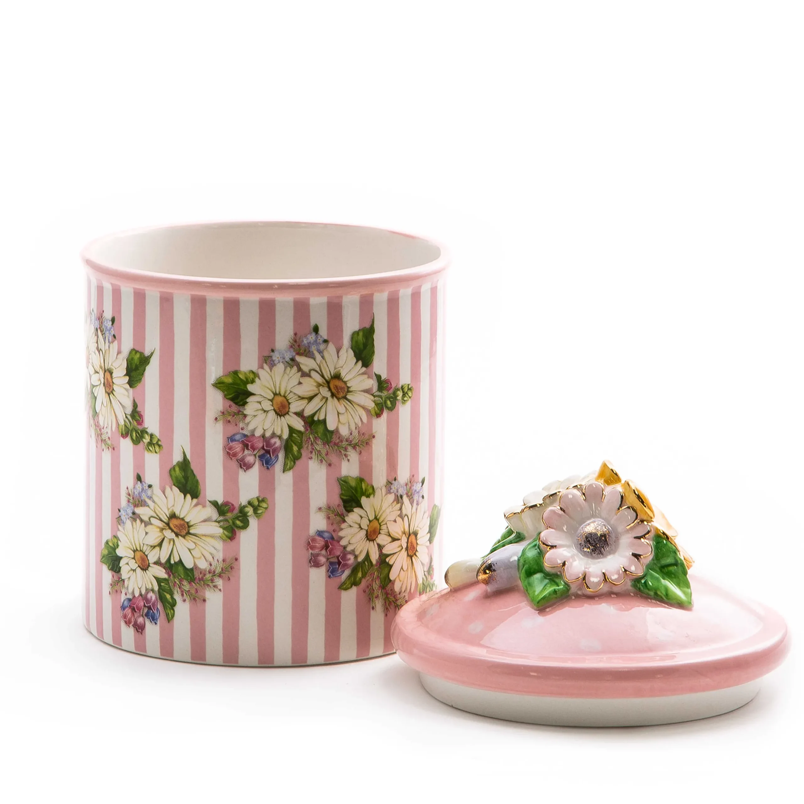 New MacKenzie-Childs Wildflowers Small Canister - Pink
