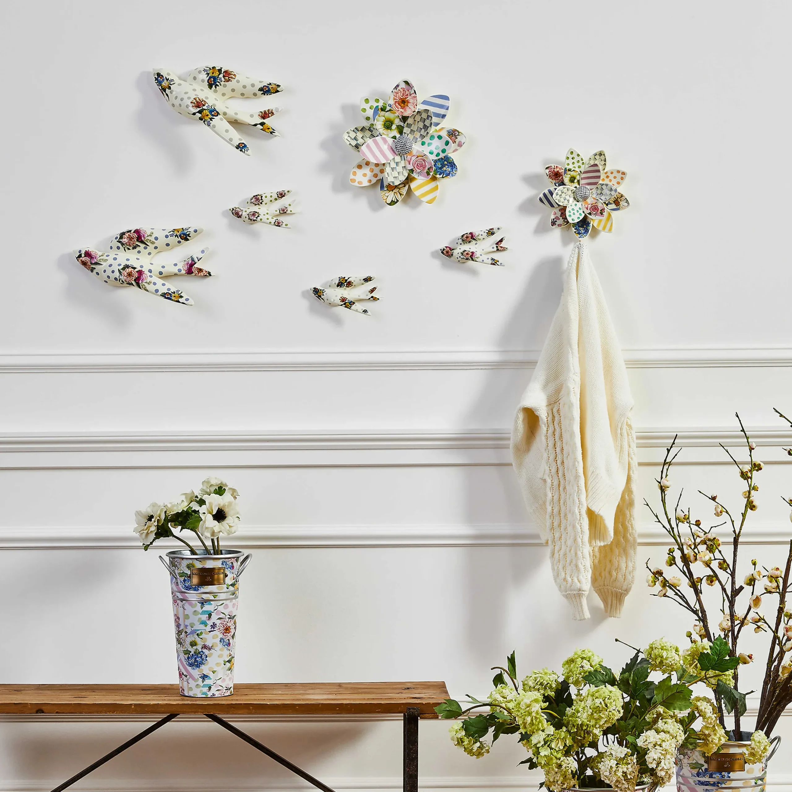 Sale MacKenzie-Childs Wildflowers Swallowtail Trio Wall Decor