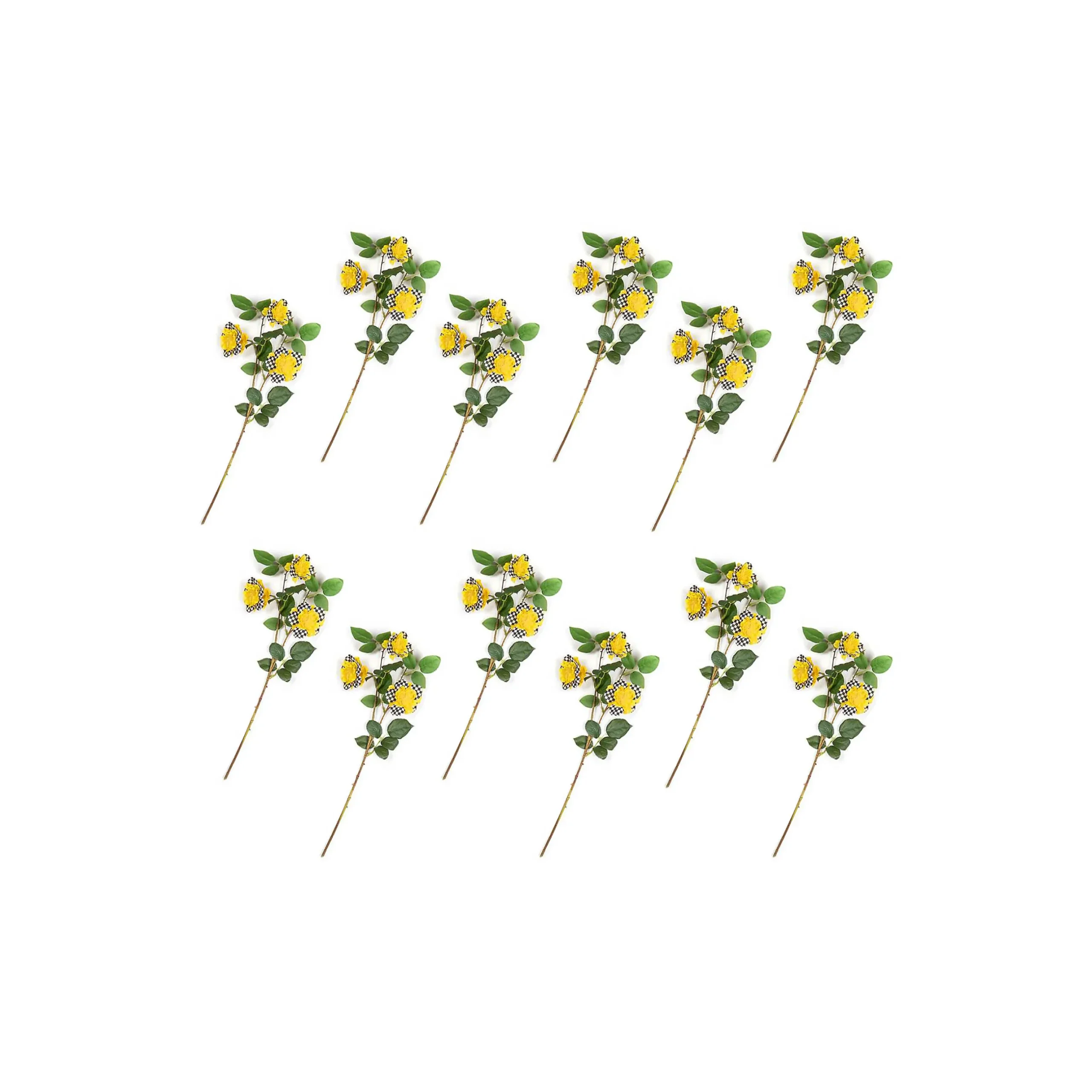 Hot MacKenzie-Childs Wild Rose Spray Bouquet - Yellow - Set Of 12