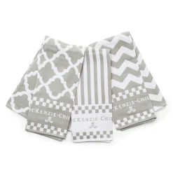Clearance MacKenzie-Childs Zig Zag Dish Towels - Sterling - Set Of 3