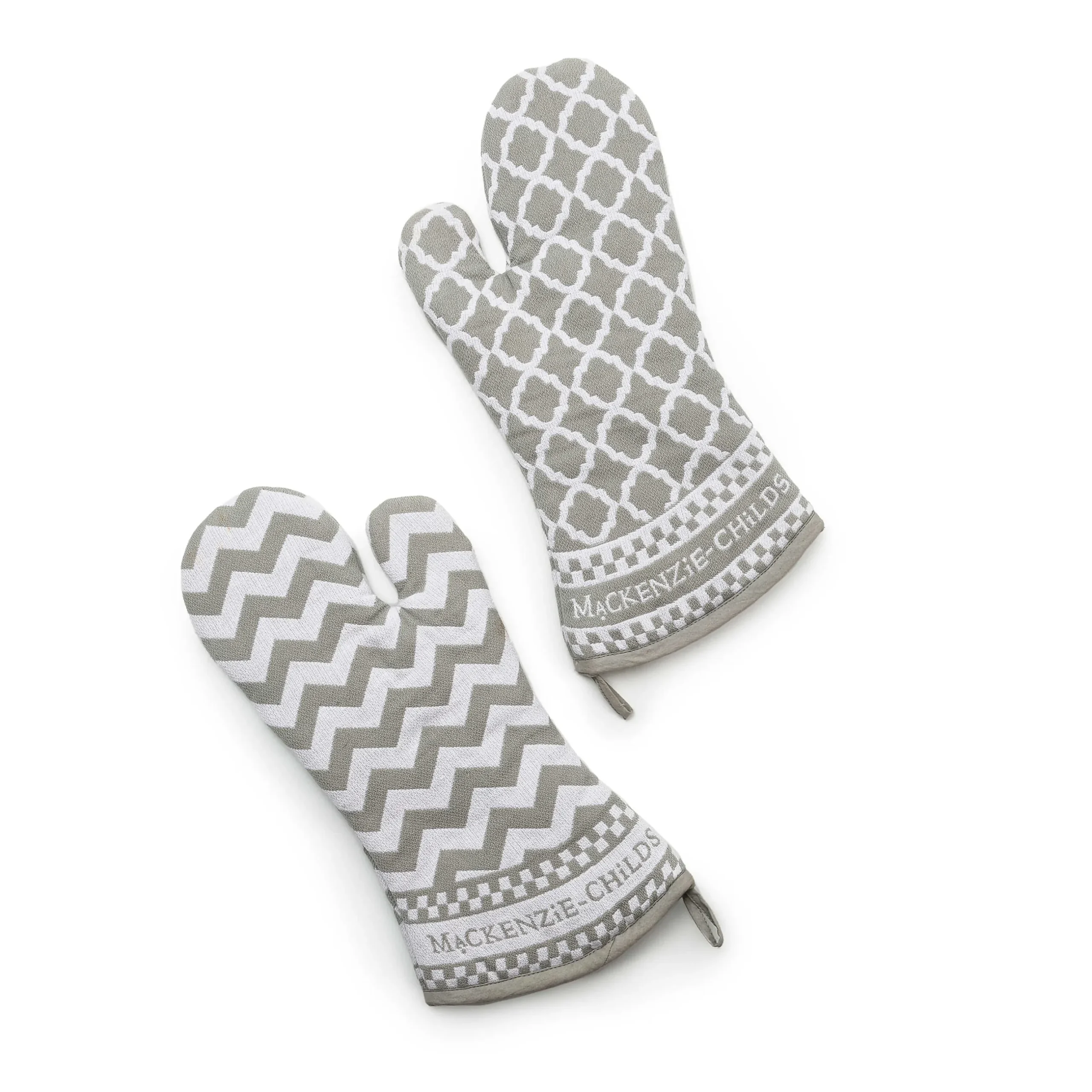 Online MacKenzie-Childs Zig Zag Oven Mitts - Sterling - Set Of 2