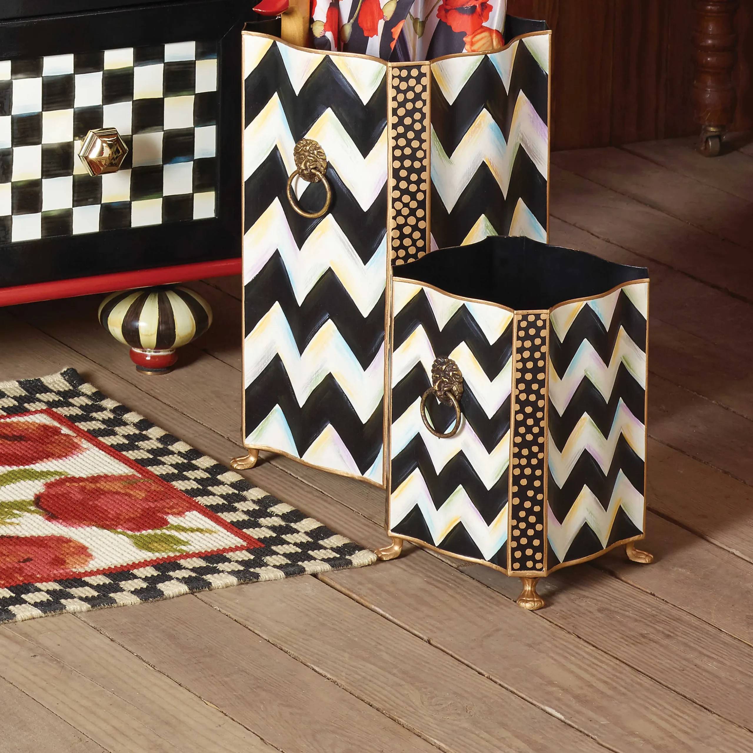 Sale MacKenzie-Childs Zig Zag Waste Bin
