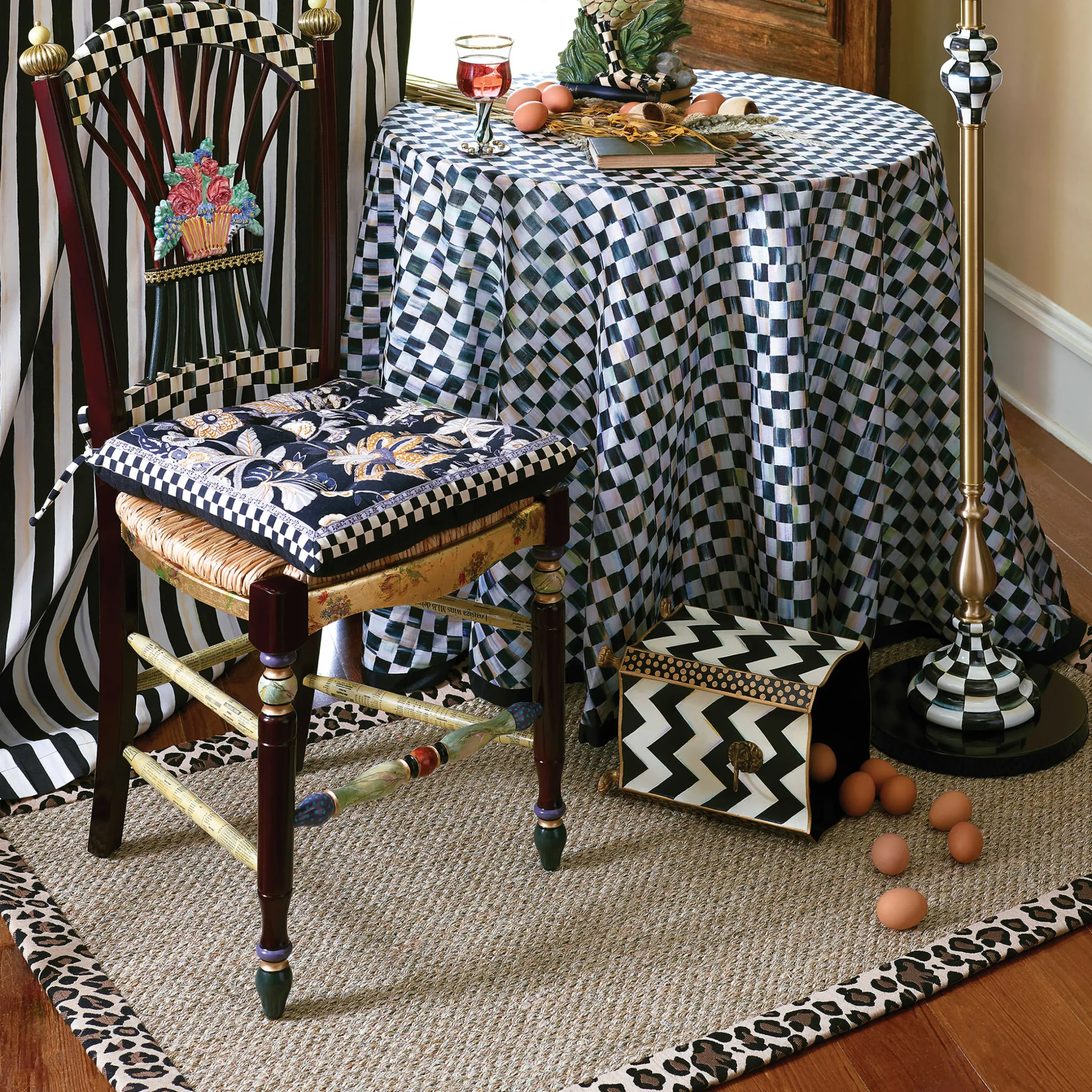 Sale MacKenzie-Childs Zig Zag Waste Bin